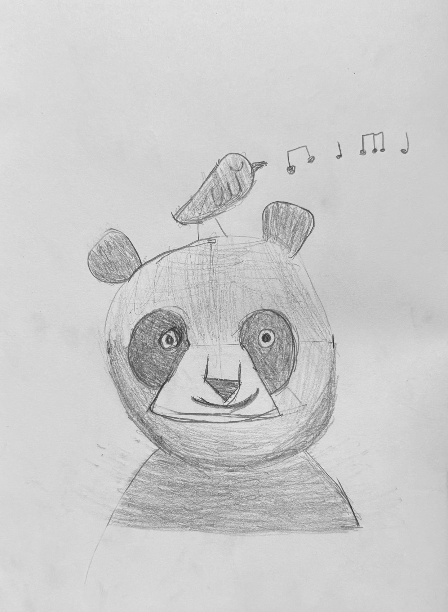 Panda with a Bird on His Head